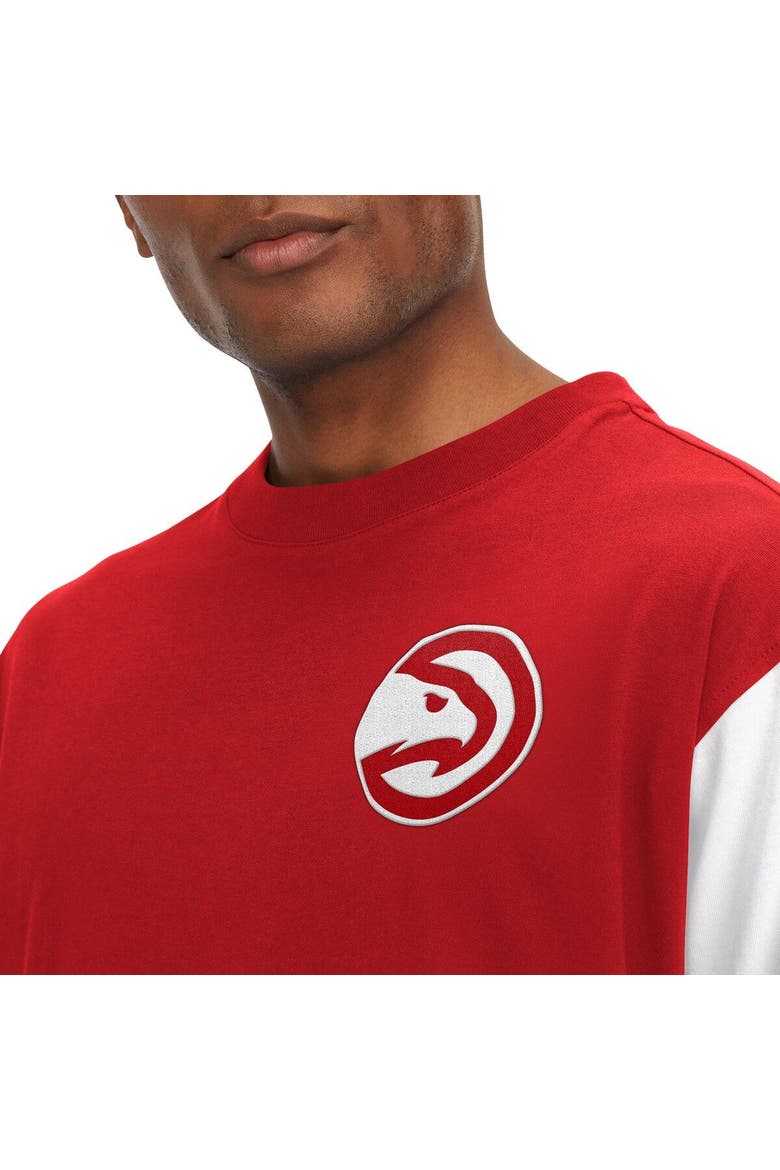 Men's Tommy Jeans Red Atlanta Hawks Richie Color Block Long Sleeve T-Shirt, Alternate, color, Red