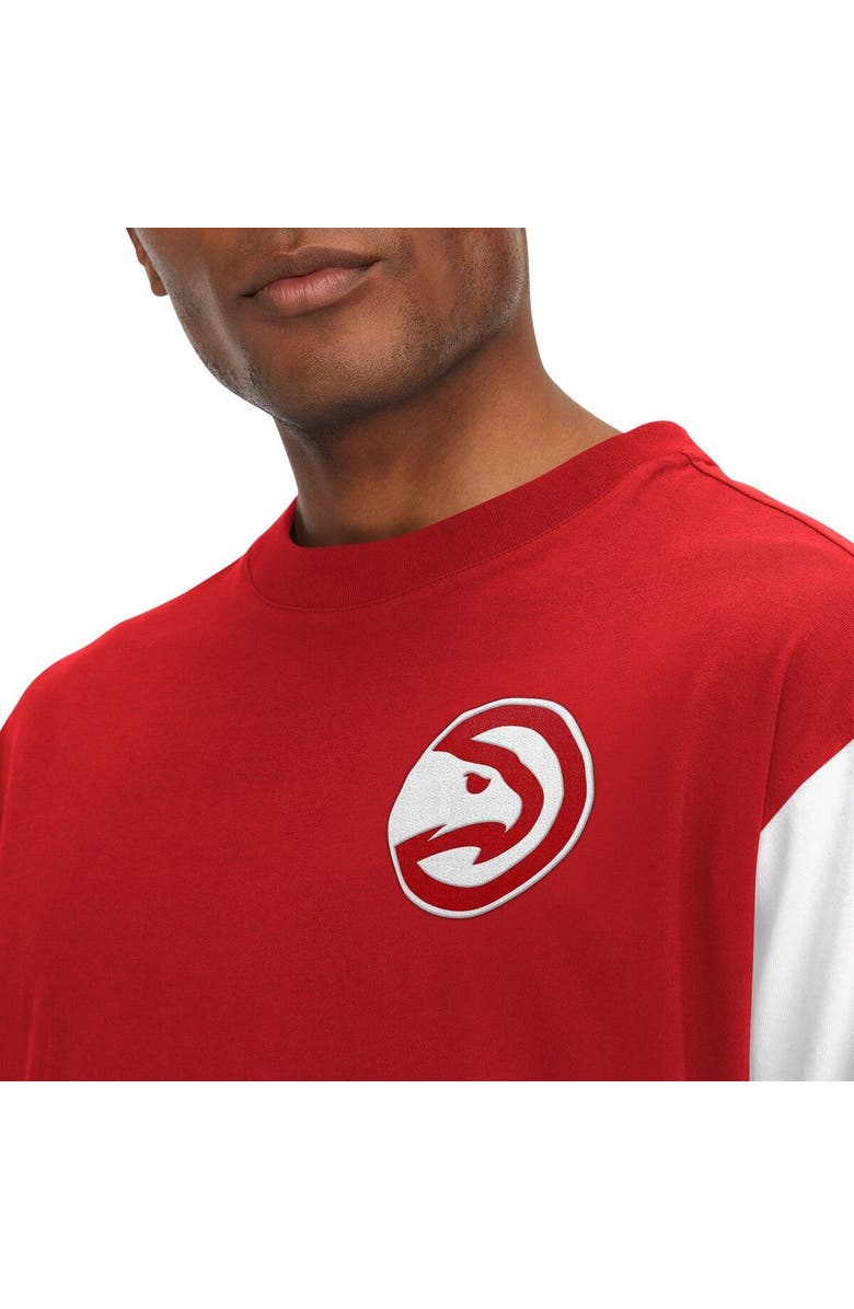 TOMMY JEANS Men's Tommy Jeans Red Atlanta Hawks Richie Color Block Long Sleeve T-Shirt, Alternate, color, Red