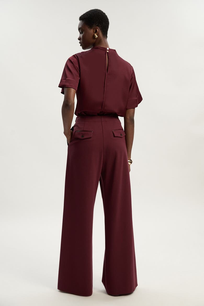 Ponte PU Wide Leg Pants, Alternate, color, Burgundy