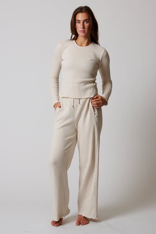 Leisure Lab Cotton Rib Long Sleeve In Cream