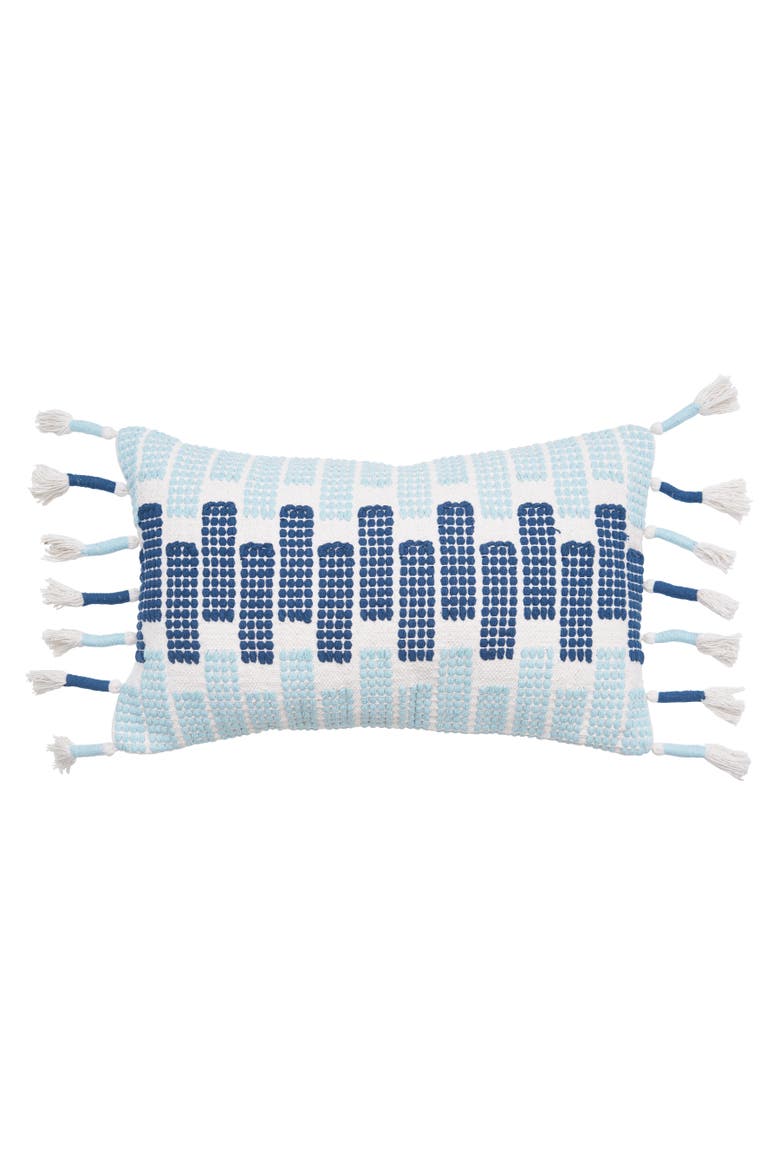 Bethel Hand Woven Geometric Cotton Decorative Throw Pillow, Main, color, Blue