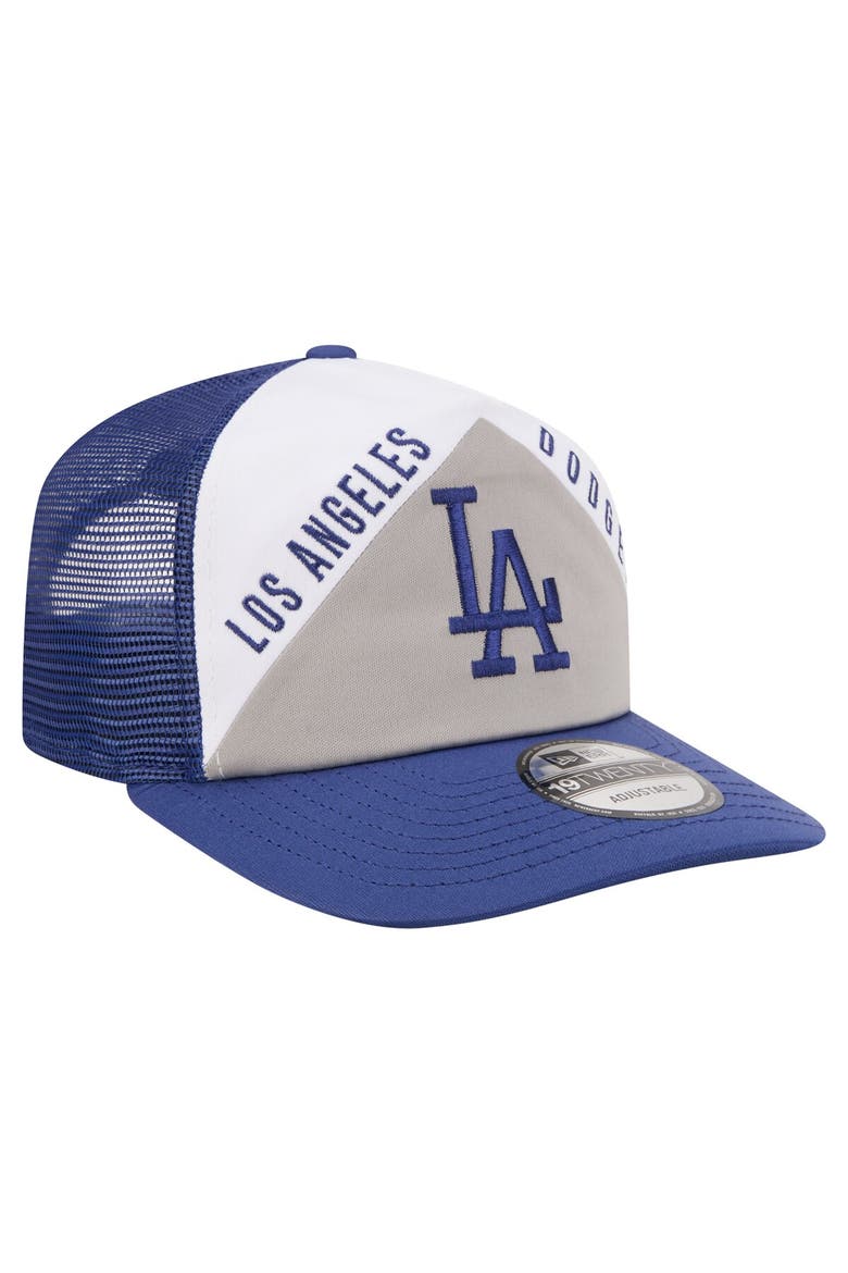 Men's New Era White/Royal Los Angeles Dodgers Retro Cut 19TWENTY Adjustable Trucker Hat, Alternate, color, White