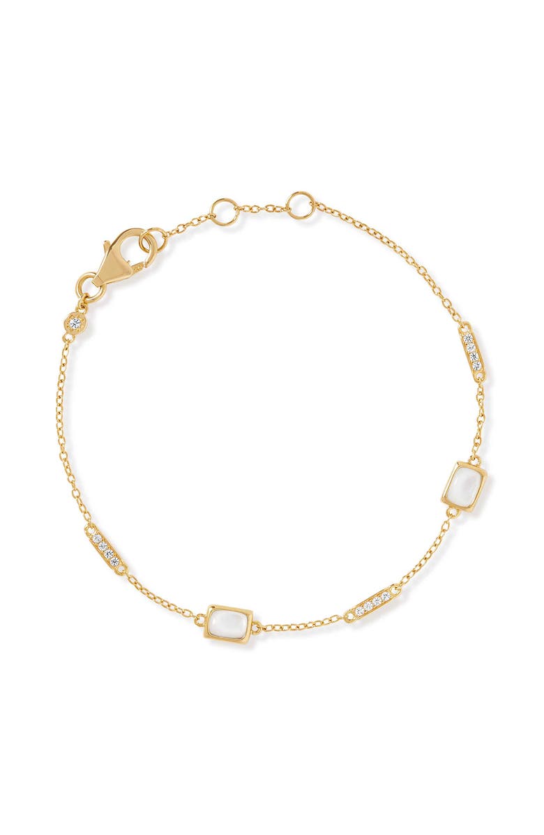 Astley Clarke Gold Aurora Ridge Mother of Pearl Station Bracelet, Main, color, Gold