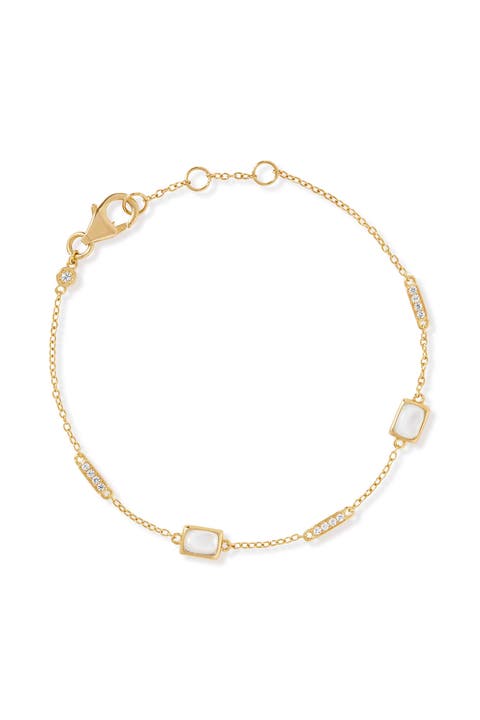 Gold Aurora Ridge Mother of Pearl Station Bracelet