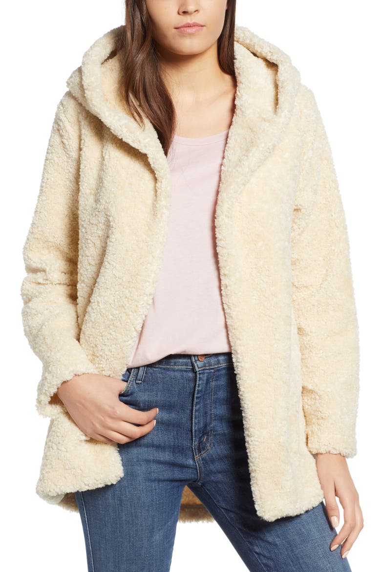 Hooded Faux Fur Jacket (Nordstrom Exclusive), Main, color, IVORY