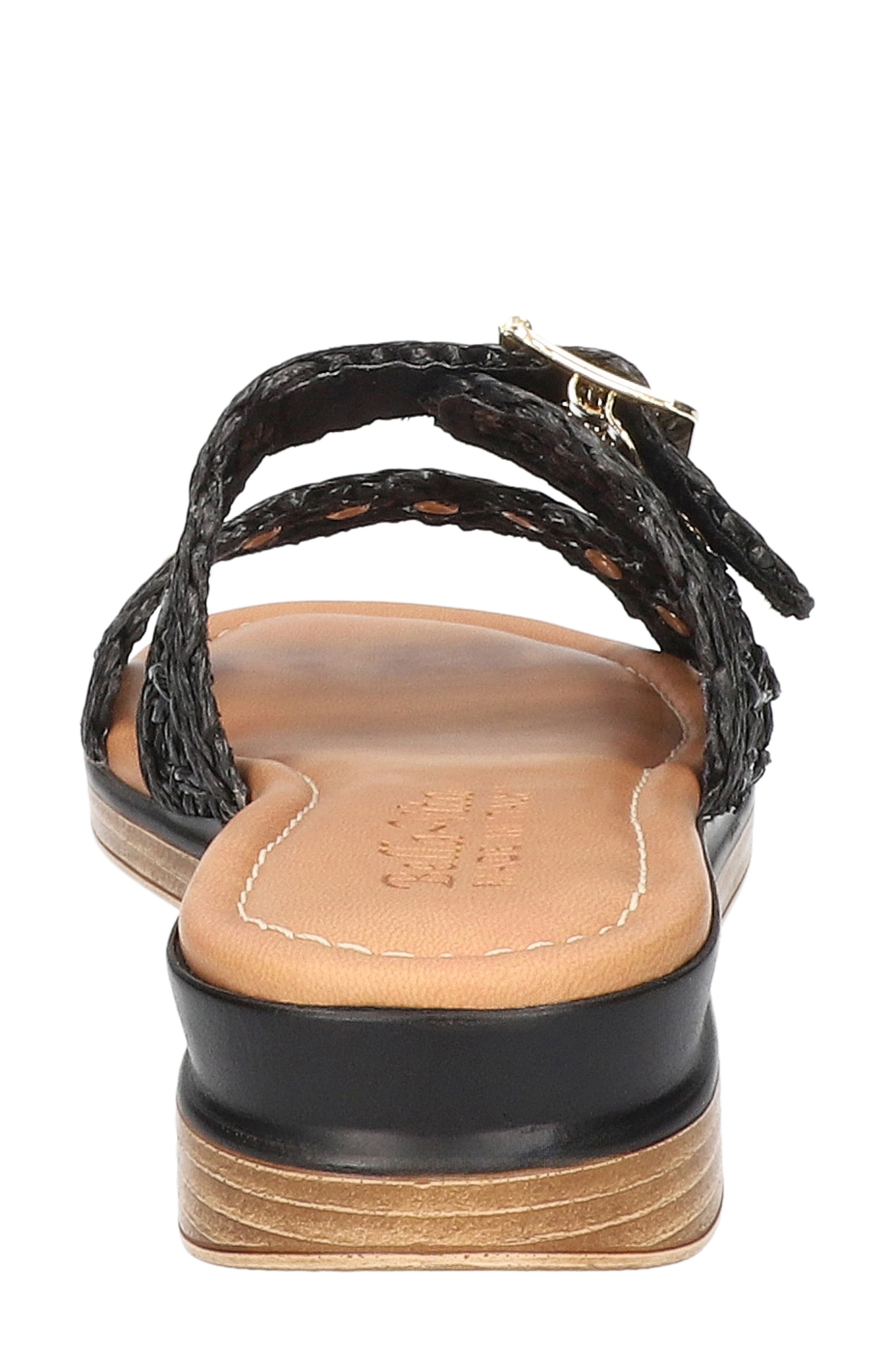 Bella Vita Bar-Italy Wedge Sandal, Alternate, color, Black Raffia