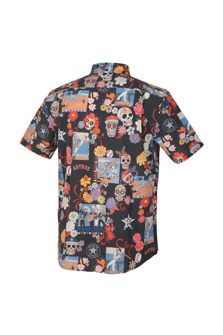 Men's Reyn Spooner Black Houston Astros Día De Los Muertos Tri-Blend Button-Down Shirt, Alternate, color, Black