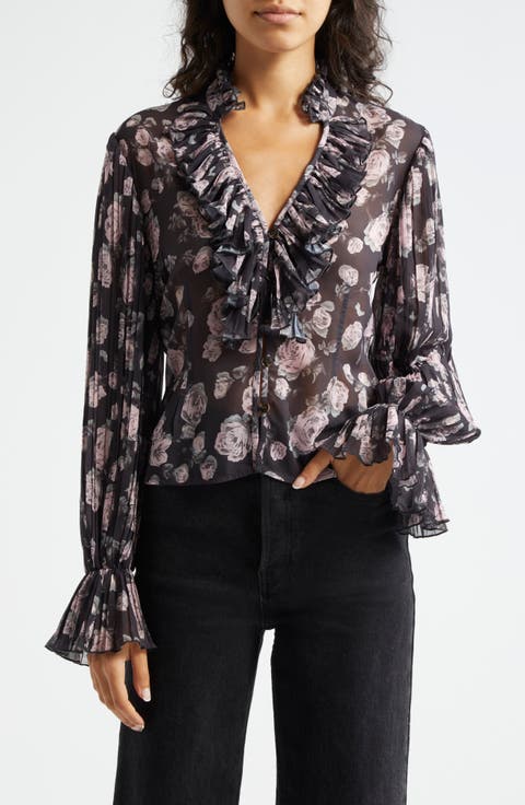 Floral Print V-Neck Shirt