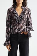 Ganni Floral Print V-Neck Shirt