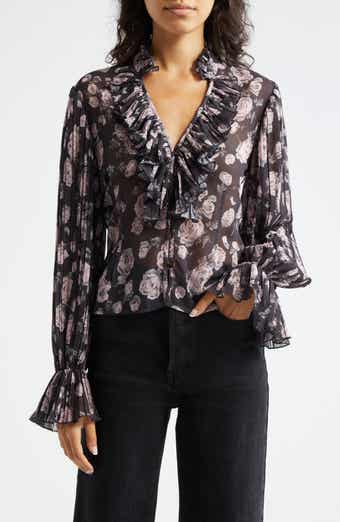 Ganni Floral Print V-Neck Shirt