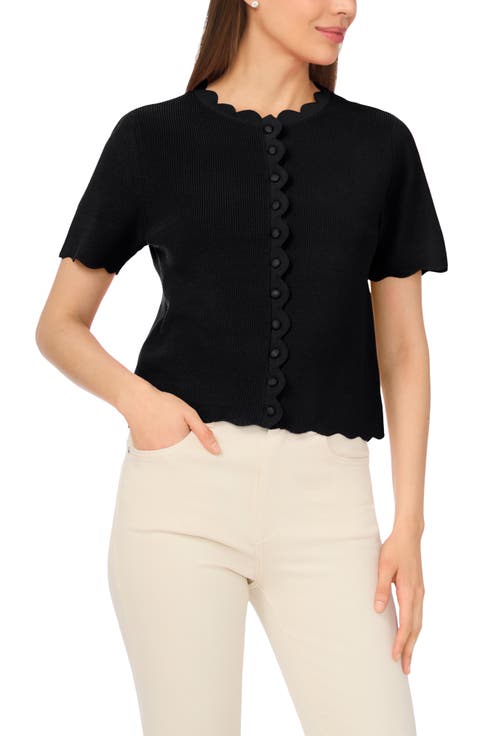 Scallop Edge Short Sleeve Cardigan