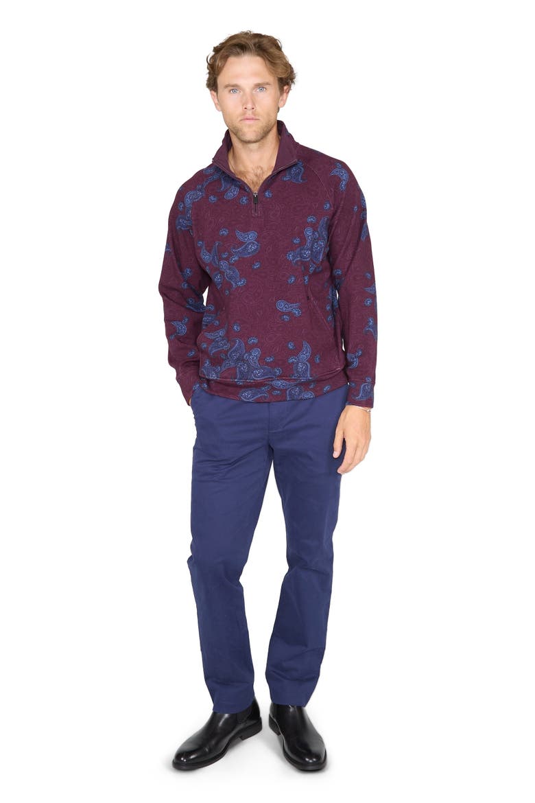 Craig Brushed Interlock Quarter Zip Pullover, Alternate, color, Montgat Paisley Plum