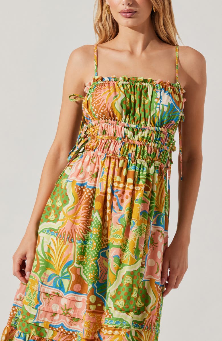 ASTR the Label Elisabeth Mix Print A-Line Dress, Alternate, color, Mosaic Green Multi