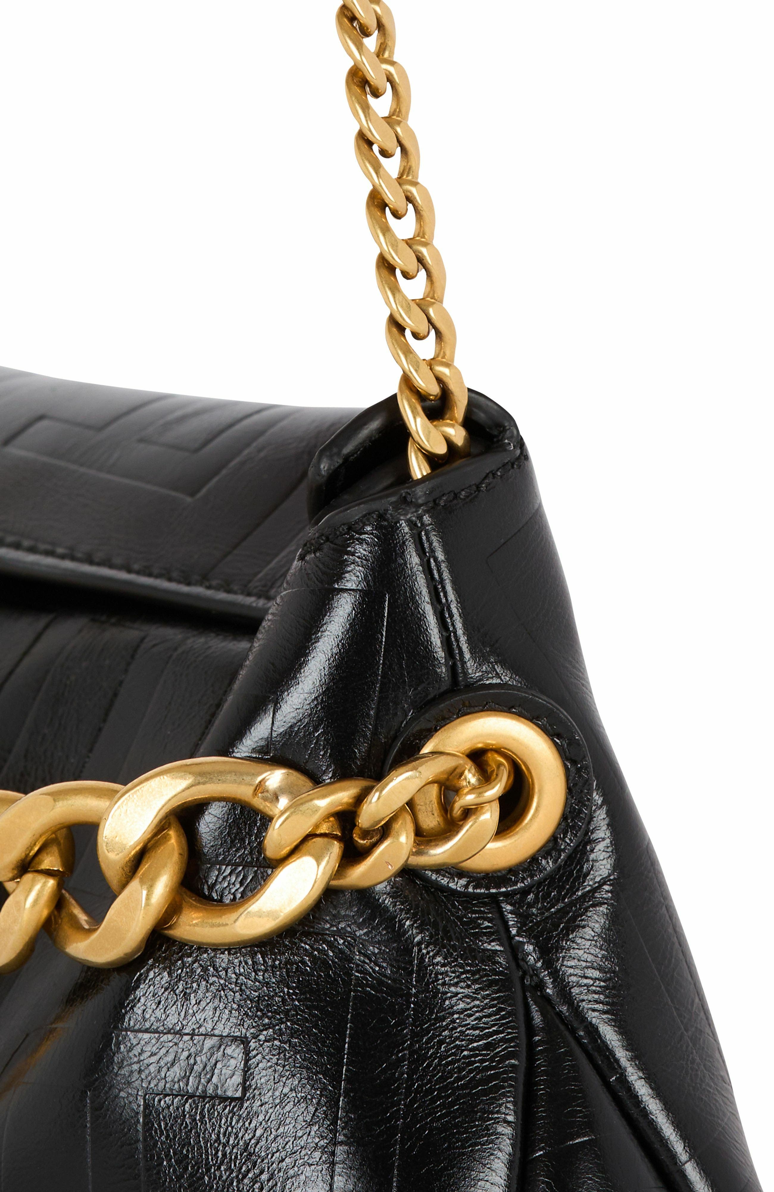 Balmain 1945 Soft Clutch In Crinkled Calfskin Leather, Alternate, color, 