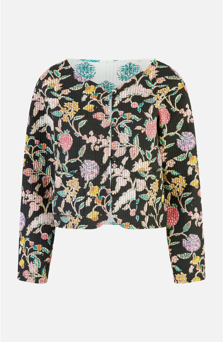Yumi Reversible Floral Quilted Jacket, Alternate, color, Black