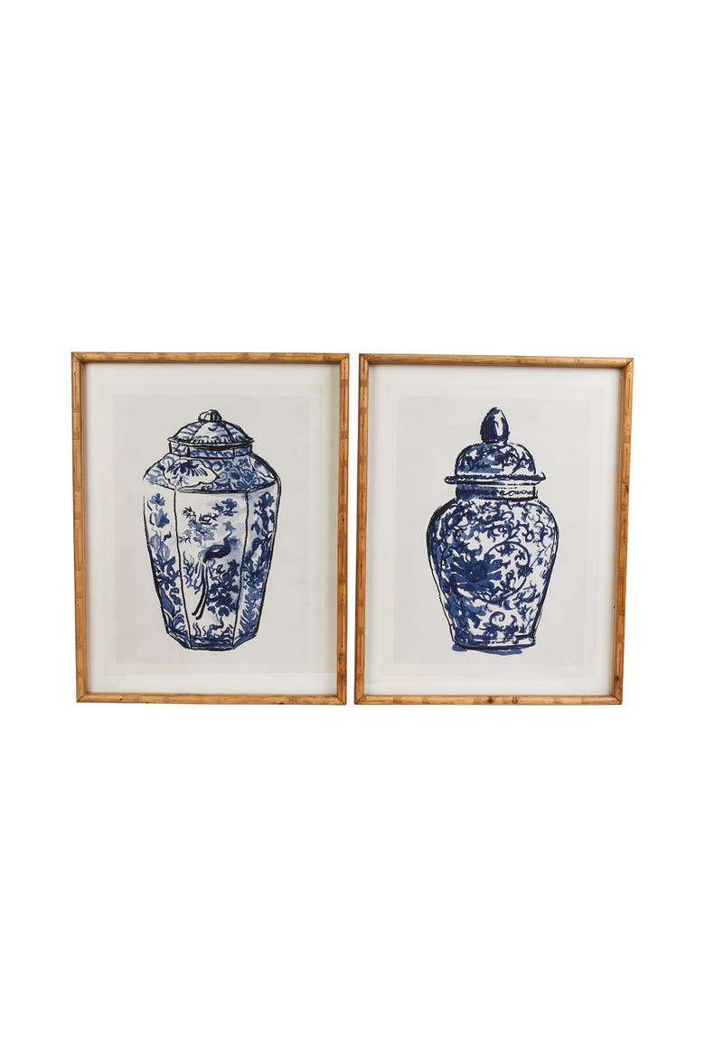 Framed Ginger Jar Wall Art, Main, color, Blue