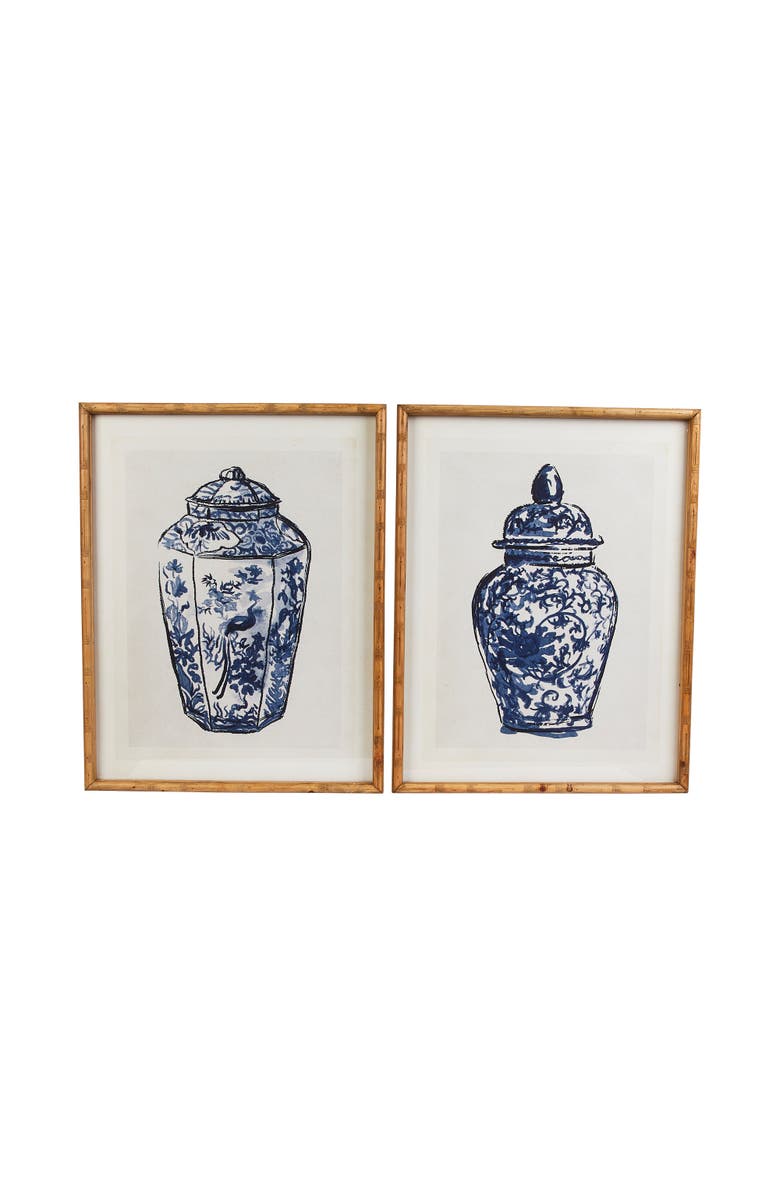 Storied Home Framed Ginger Jar Wall Art, Main, color, Blue