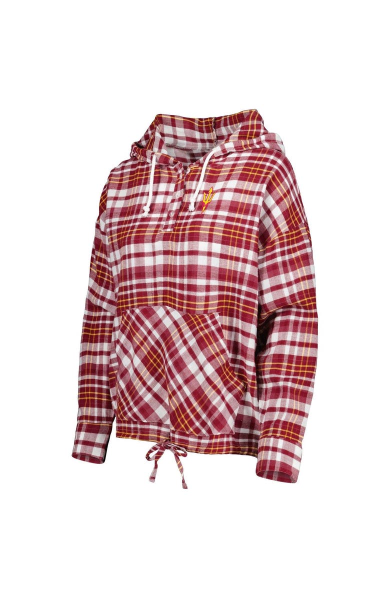 CONCEPTS SPORT Women's Concepts Sport Maroon Arizona State Sun Devils Mainstay Lightweight Flannel Plaid Pullover Hoodie, Alternate, color,