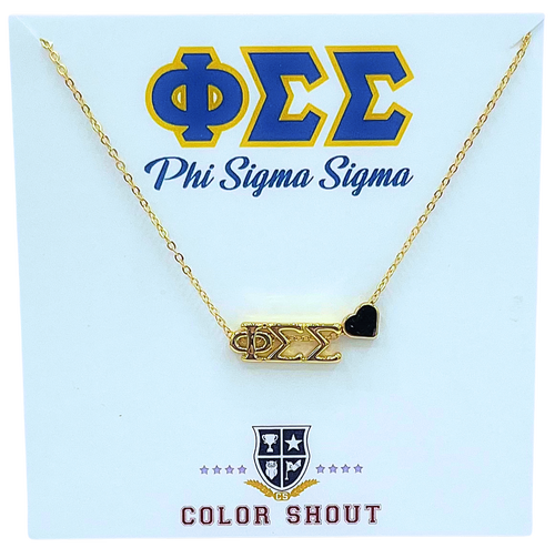 Color Shout Phi Sigma Sigma Sorority Gold Heart Necklace In Gold