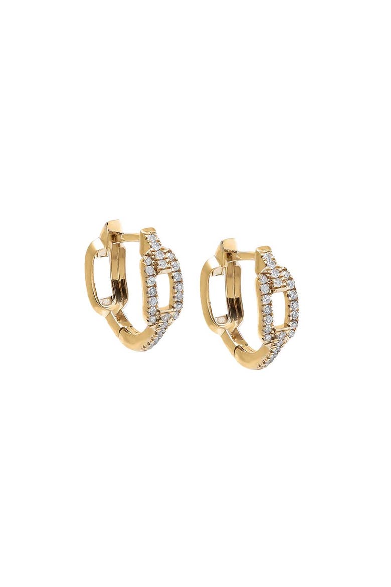 Diamond Rectangular Link Huggie Earring 14K, Main, color, 14K Gold
