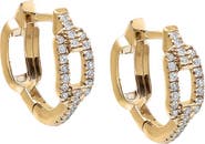 BY ADINA EDEN Diamond Rectangular Link Huggie Earring 14K
