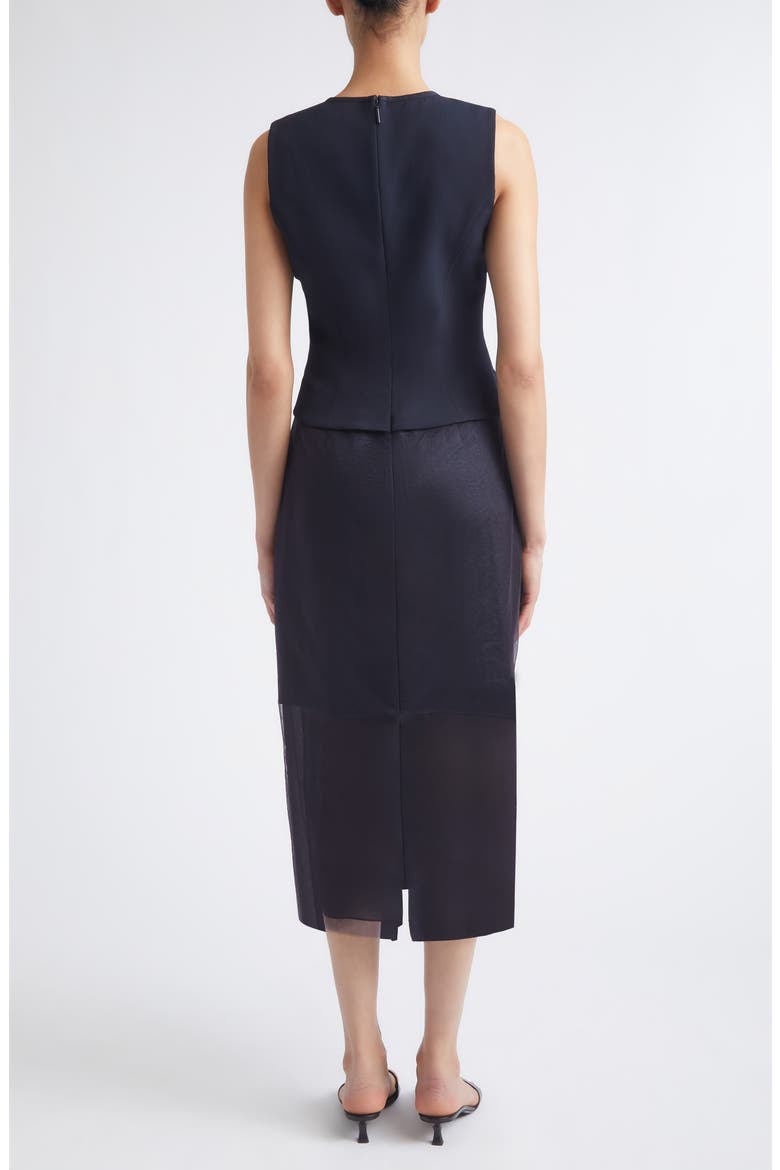 Sleeveless Cady, Satin & Chiffon Layered Cocktail Dress, Alternate, color, ULTRA NAVY