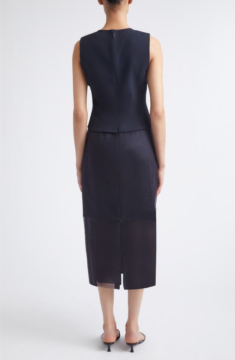 Jason Wu Collection Sleeveless Cady, Satin & Chiffon Layered Cocktail Dress, Alternate, color, Ultra Navy