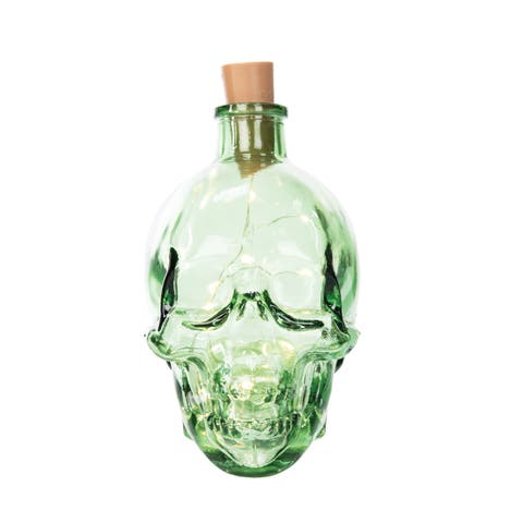 Skeleton Decorative LED Halloween Glass Bottle Vial Figurine