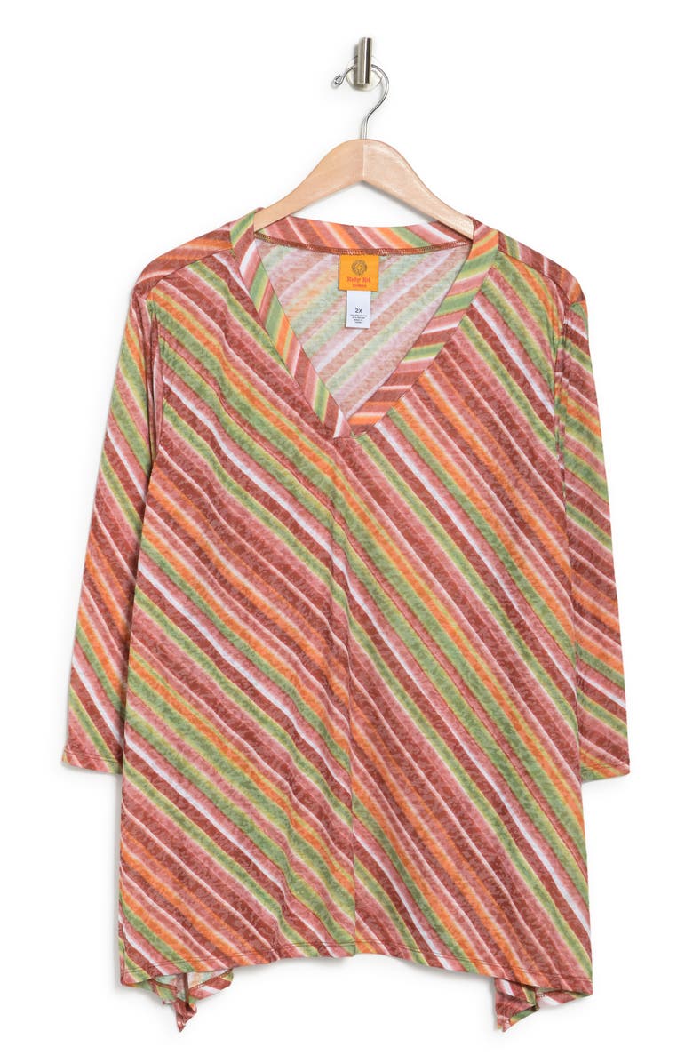 RUBY RD Stripe V-Neck Long Sleeve Top, Main, color, 