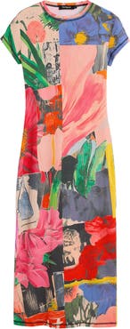 Desigual Mixed Print Stretch Cotton Knit Dress