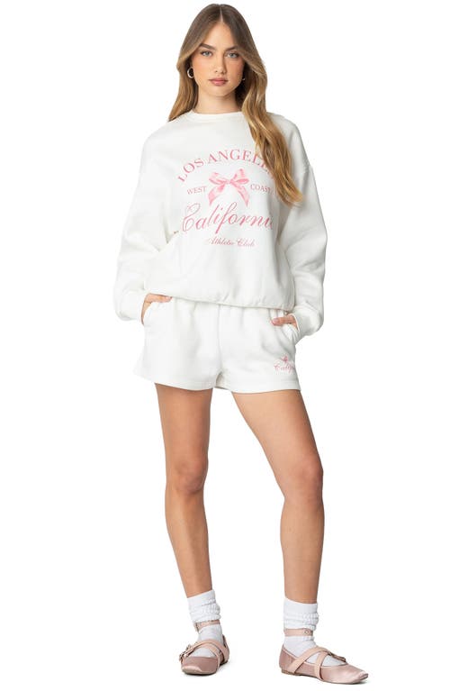 Edikted Cali Bow Graphic Sweatshirt In White
