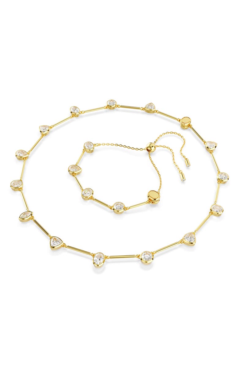 Swarovski Imber Station Necklace & Bracelet Set, Main, color, White/ Gold