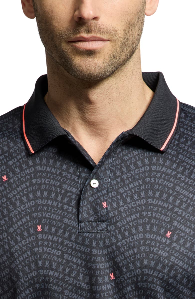 Psycho Bunny Winston Print Sport Polo, Alternate, color, Black