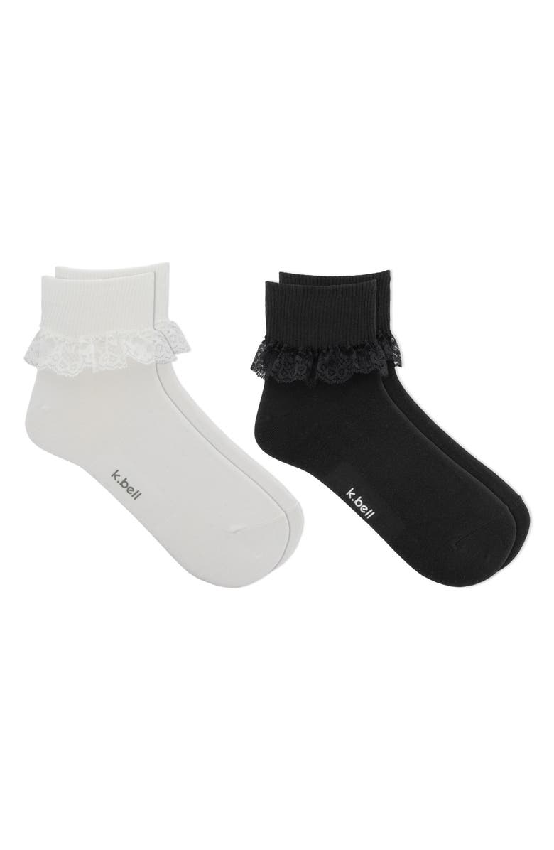 K Bell Socks Assorted 2-Pack Lace Trim Quarter Socks, Main, color, Asst