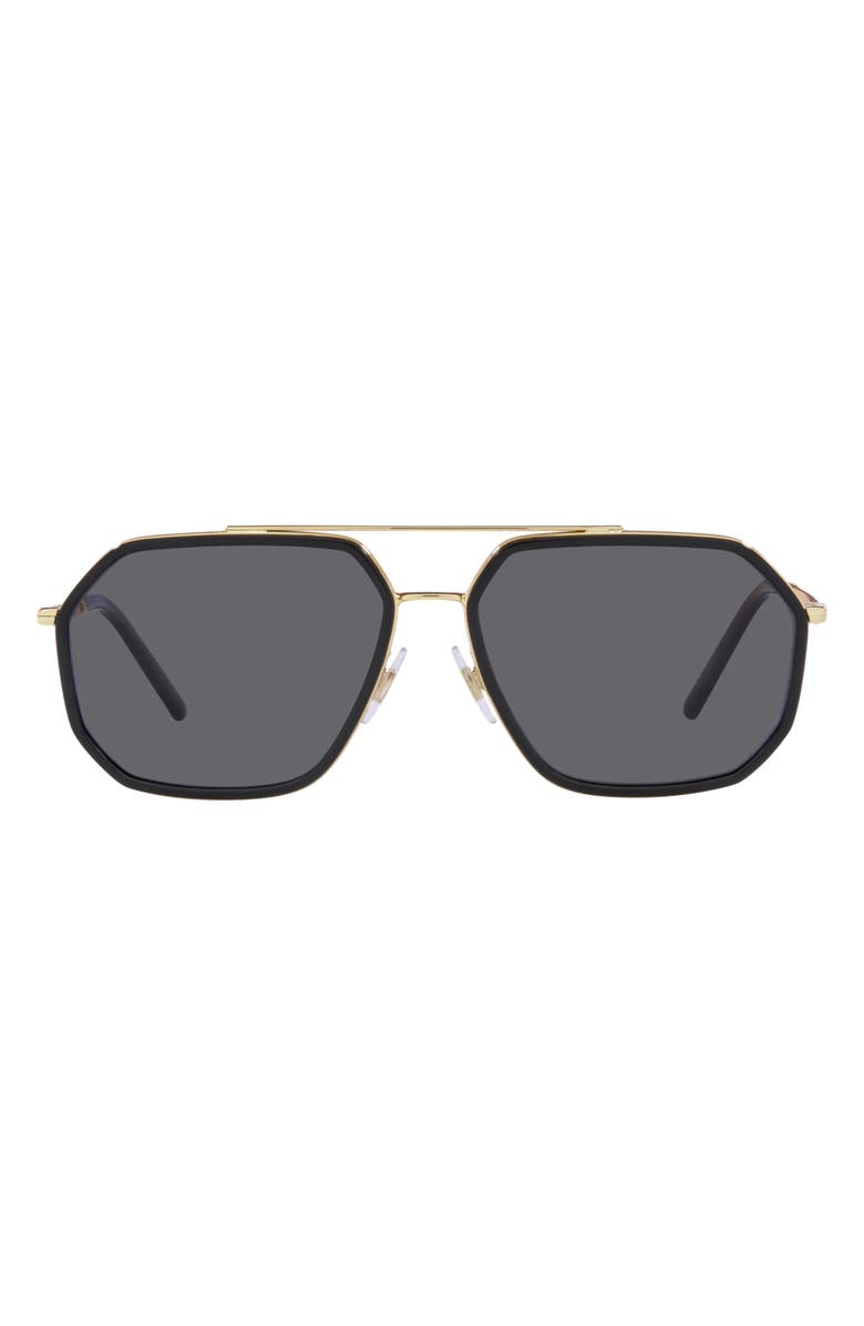Dolce&Gabbana 60mm Polarized Pilot Sunglasses, Main, color, 