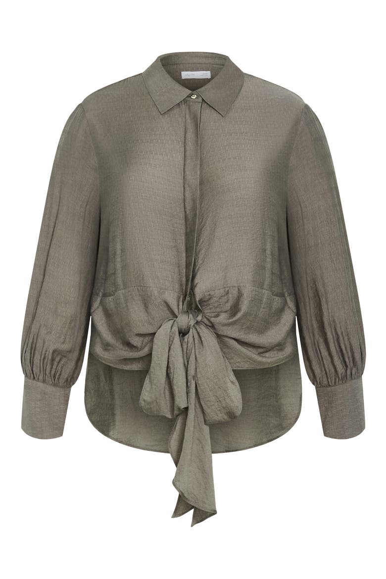 Rosabella Satin Shirt, Alternate, color, DARK SAGE