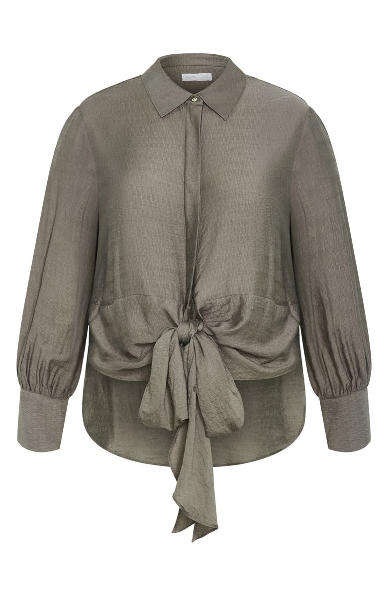 City Chic Rosabella Satin Shirt, Alternate, color, Dark Sage