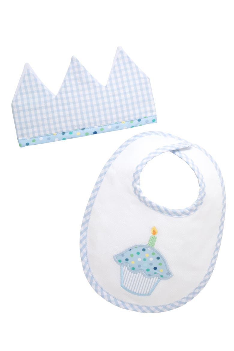 Birthday Bib and Crown Set, Main, color, Blue Cupcake