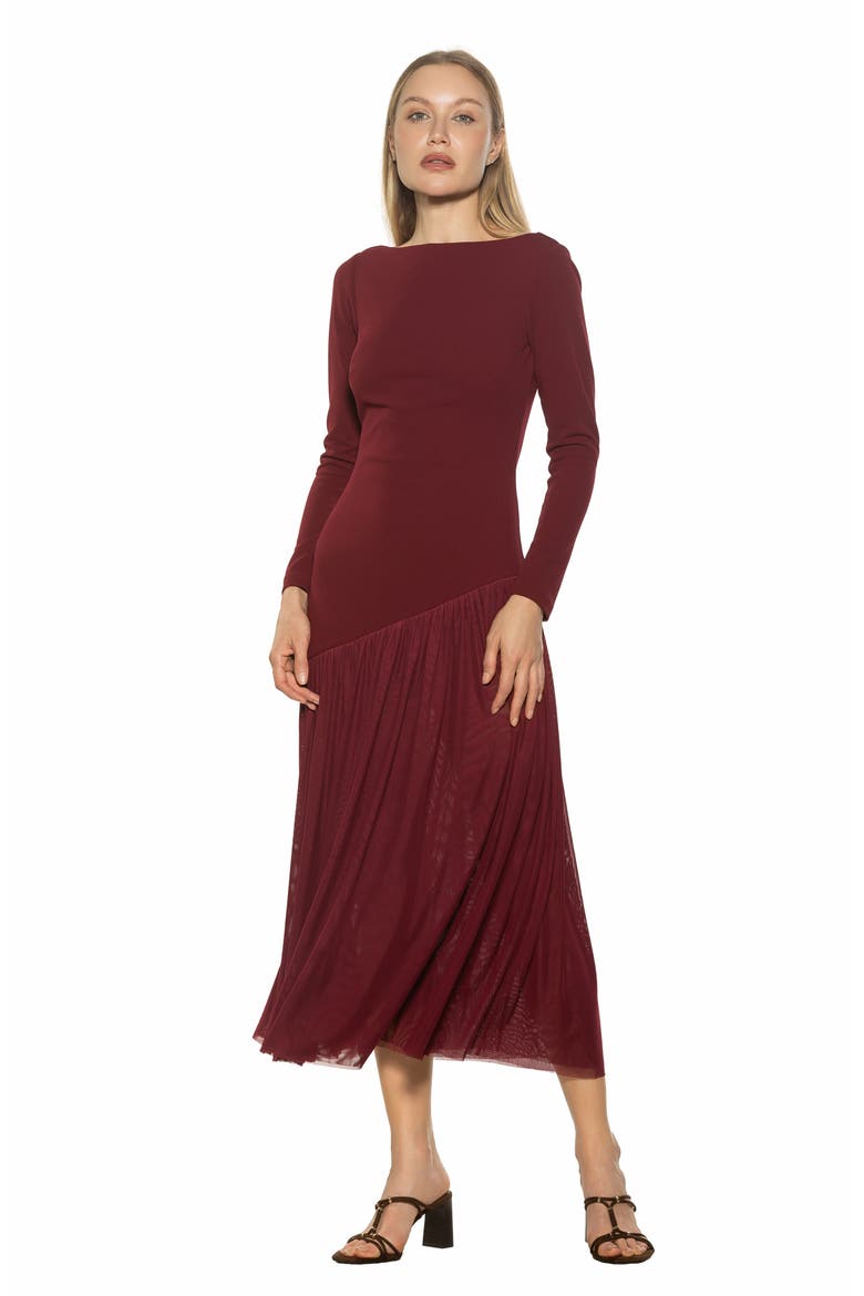 Elaris Asymmetric Maxi Dress, Alternate, color, BURGUNDY