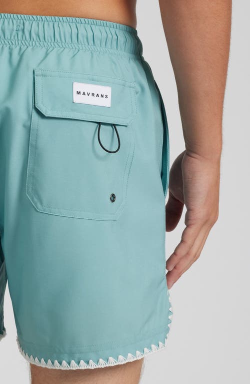 Mavrans Mint Stitch Waterproof Swim Trunks In Blue