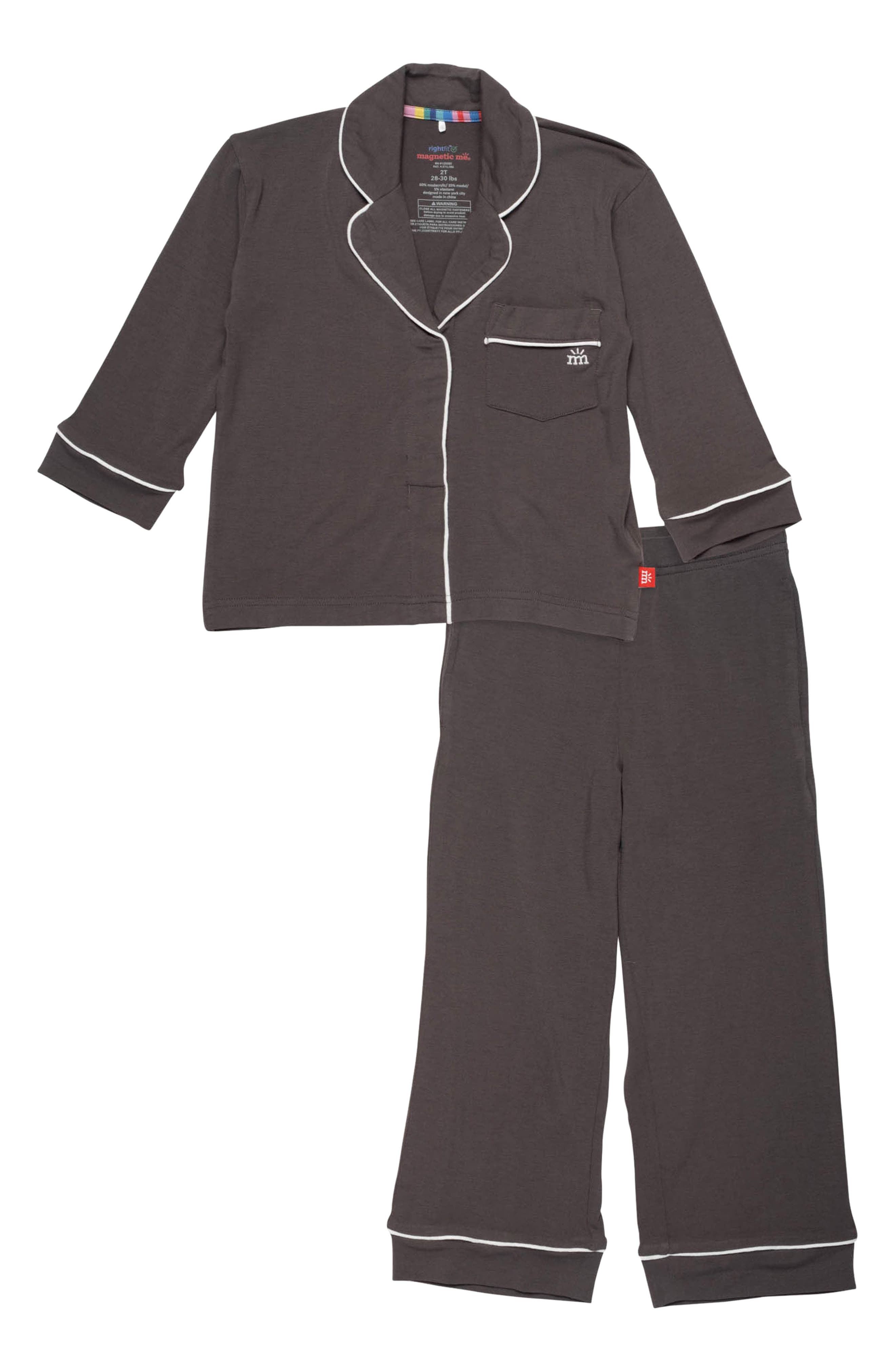 Magnetic Me Kids' Grey Mist Piped Magnetic Pajamas