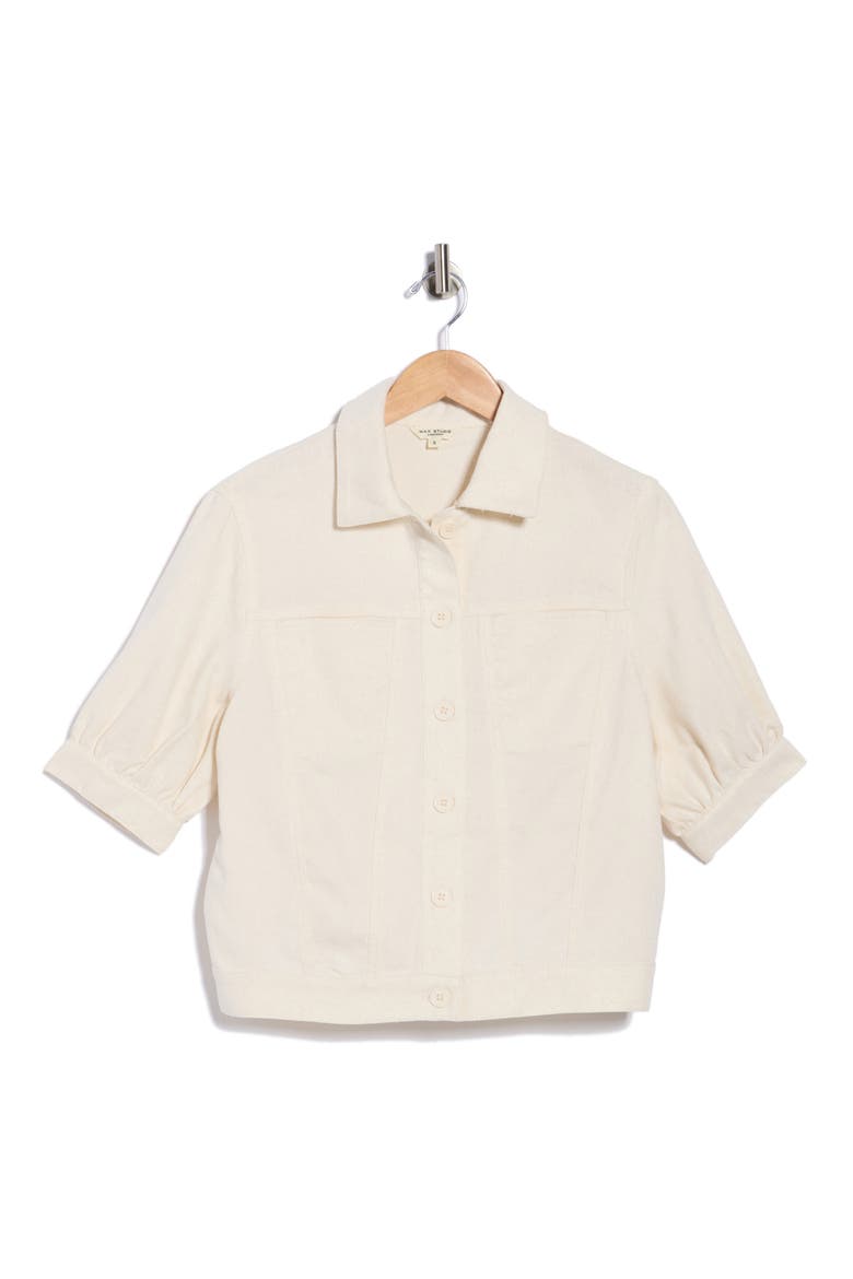 Twill Short Sleeve Jacket, Alternate, color, NATURAL