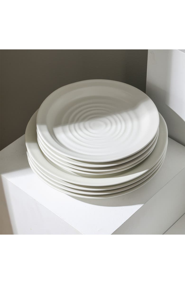 Stone Lain Orbit Stoneware 4-Piece Dinner Plate Set, Main, color, White