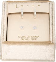 Leith Set of 2 Cubic Zirconia Stud & Huggie Hoop Earrings