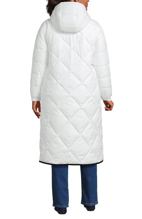 Lands' End Plus Size Featherfree Insulated Diamond Quilted Maxi Coat In White
