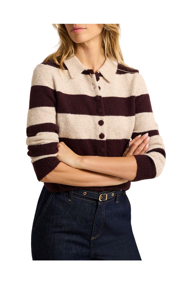 Striped Knit Jumper Collared Pullover Sweater with Long Sleeve, Alternate, color, Neutral