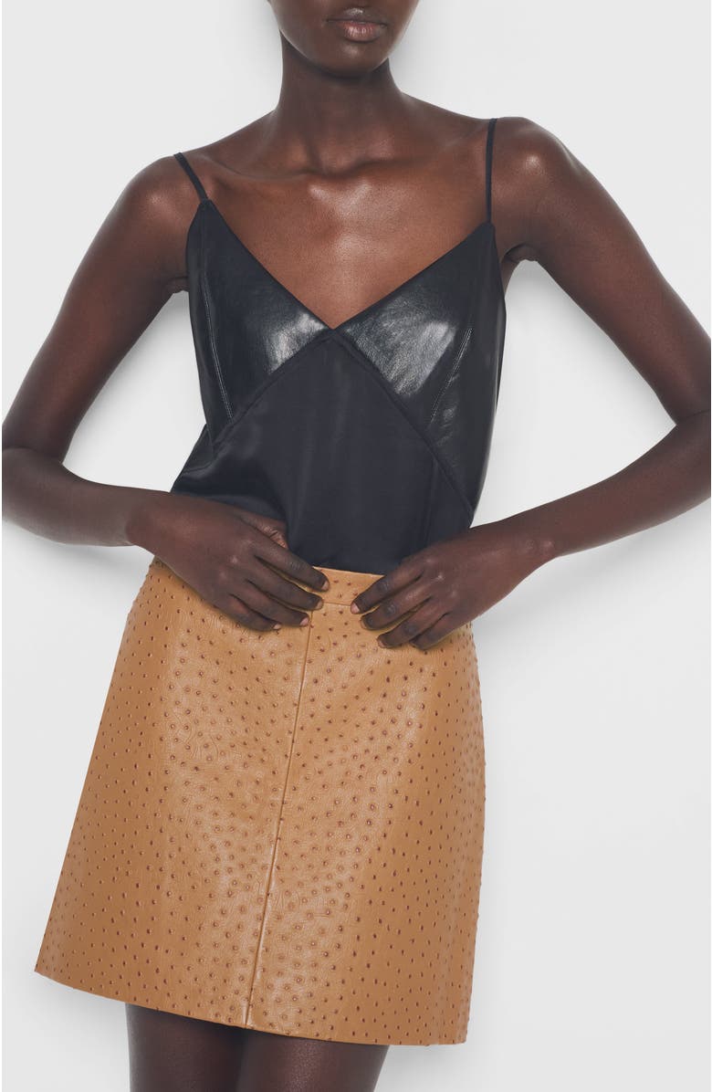 AS by DF Nadine Upcycled Leather Skirt, Alternate, color, Amber