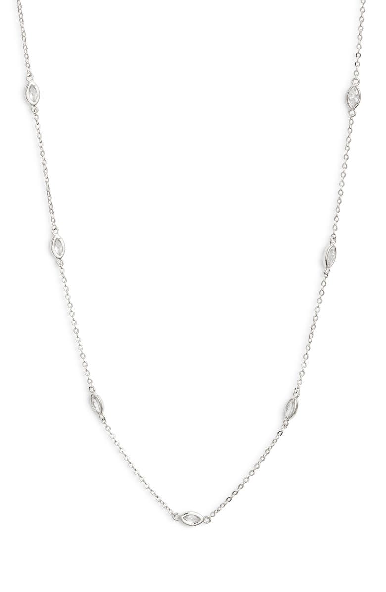 Nordstrom Marquise Bezel Wrap Necklace, Main, color, Clear- Silver