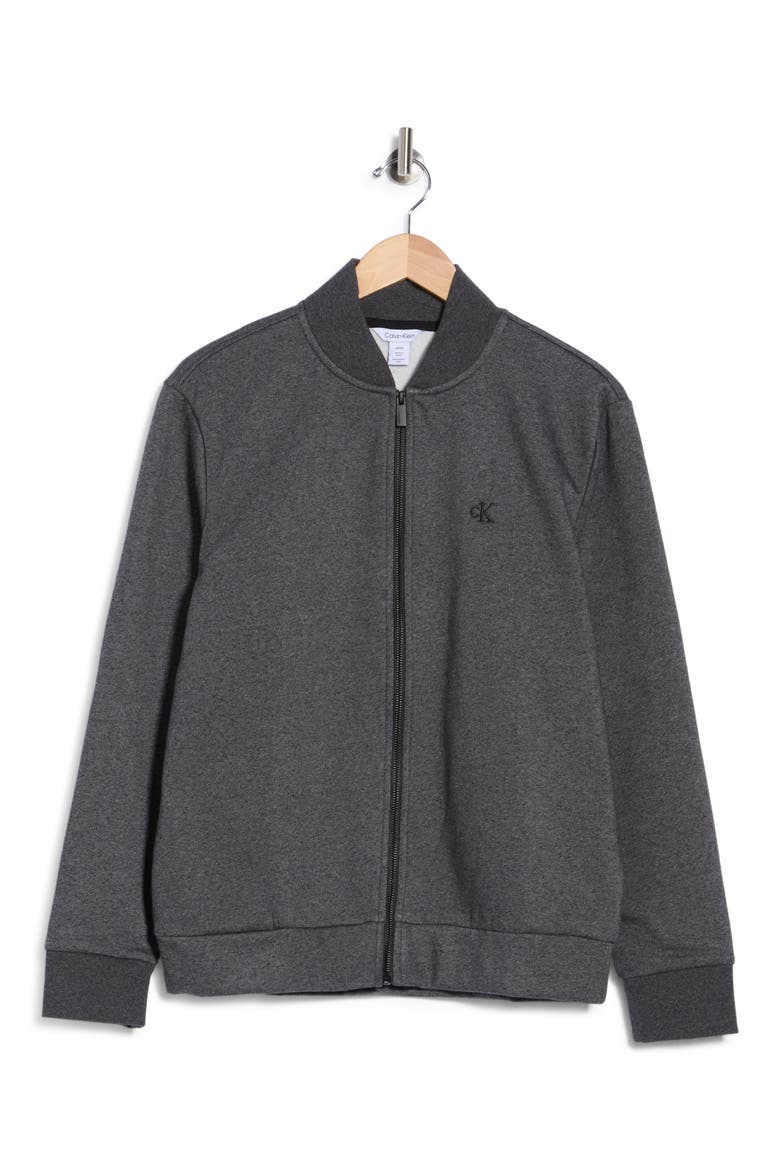 Double Face Monogram Full Zip Sweatshirt, Main, color, BLACK