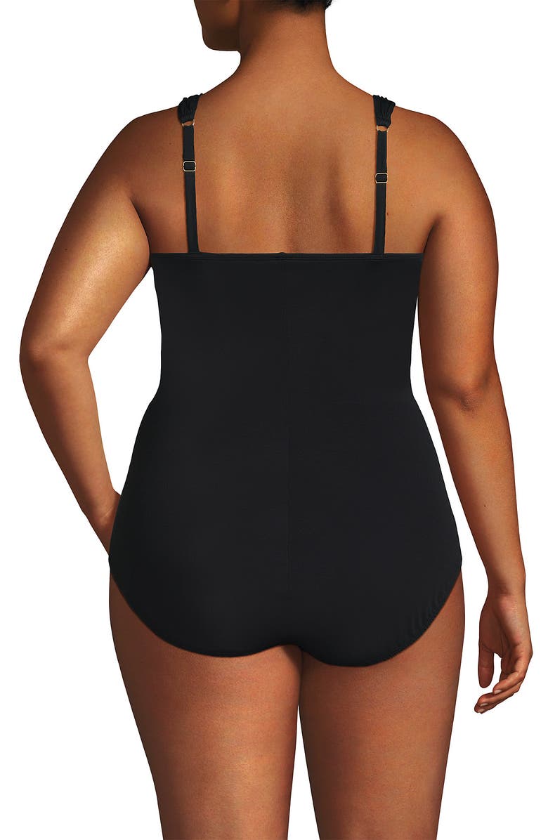 Lands' End SlenderSuit Grecian Tummy Control Chlorine Resistant One Piece Swimsuit, Alternate, color, Black